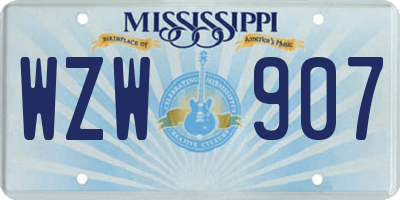 MS license plate WZW907
