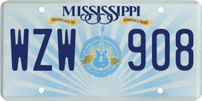 MS license plate WZW908