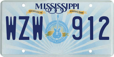 MS license plate WZW912
