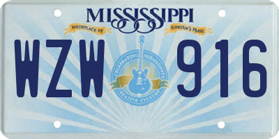 MS license plate WZW916