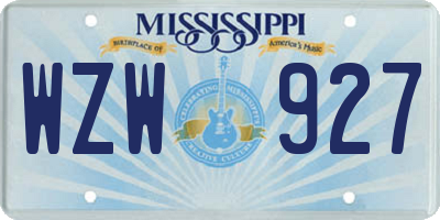 MS license plate WZW927