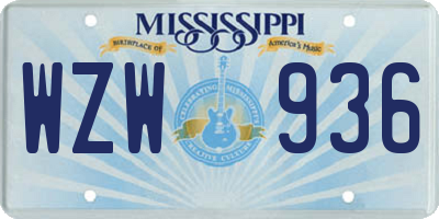 MS license plate WZW936