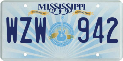 MS license plate WZW942