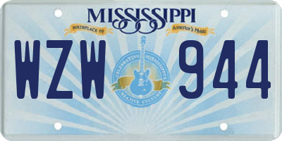 MS license plate WZW944