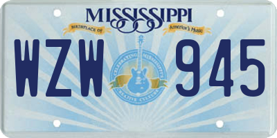 MS license plate WZW945
