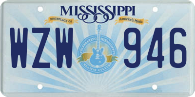 MS license plate WZW946