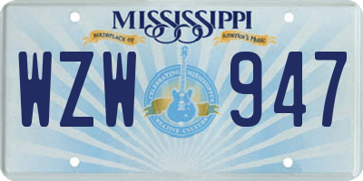 MS license plate WZW947
