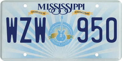 MS license plate WZW950
