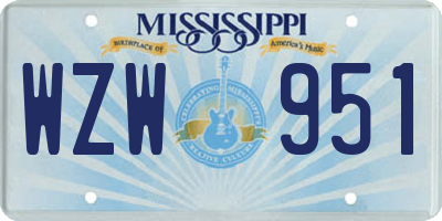 MS license plate WZW951