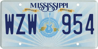 MS license plate WZW954