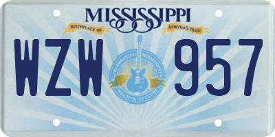 MS license plate WZW957