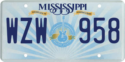 MS license plate WZW958