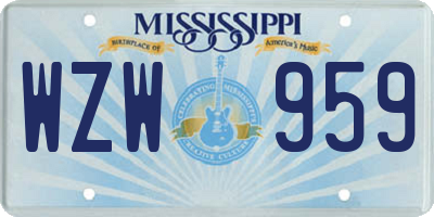 MS license plate WZW959