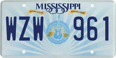 MS license plate WZW961