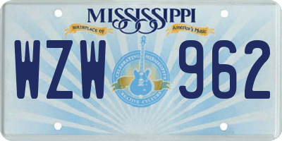 MS license plate WZW962
