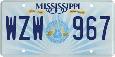 MS license plate WZW967
