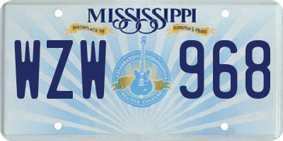 MS license plate WZW968
