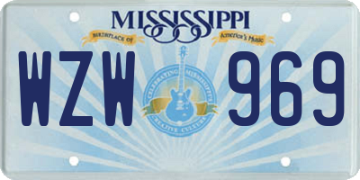 MS license plate WZW969