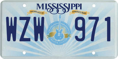 MS license plate WZW971
