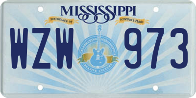 MS license plate WZW973