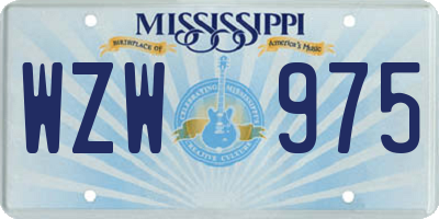 MS license plate WZW975
