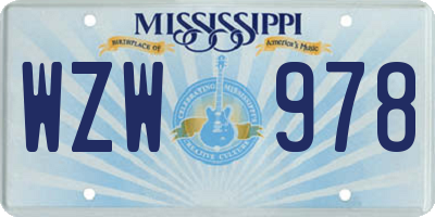 MS license plate WZW978