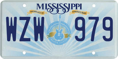 MS license plate WZW979