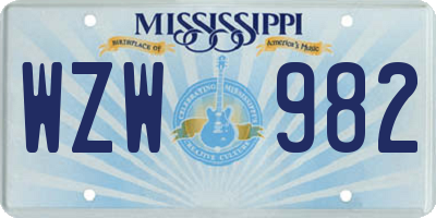 MS license plate WZW982