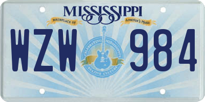 MS license plate WZW984