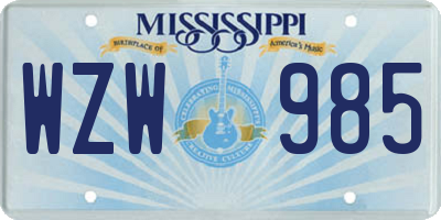 MS license plate WZW985