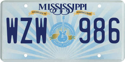 MS license plate WZW986