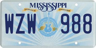 MS license plate WZW988