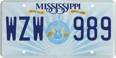 MS license plate WZW989