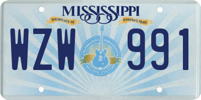 MS license plate WZW991