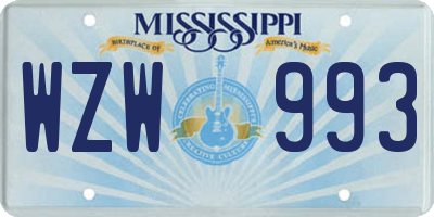 MS license plate WZW993