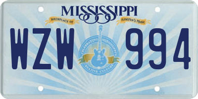 MS license plate WZW994
