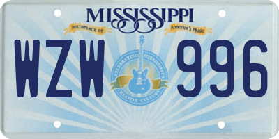MS license plate WZW996