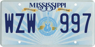 MS license plate WZW997
