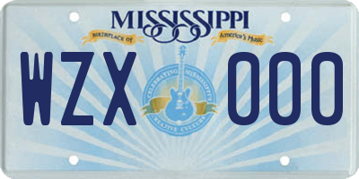 MS license plate WZX000