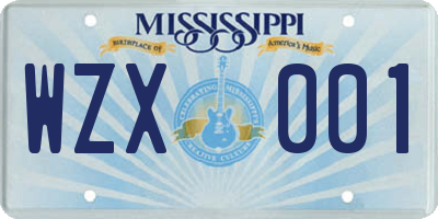 MS license plate WZX001