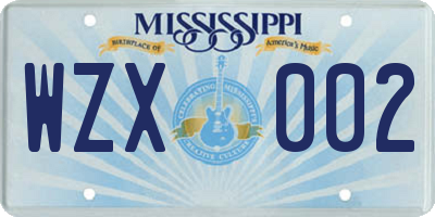 MS license plate WZX002