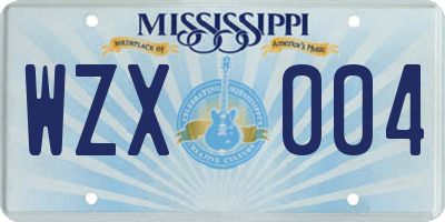 MS license plate WZX004