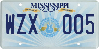 MS license plate WZX005