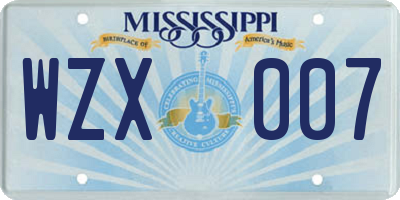MS license plate WZX007