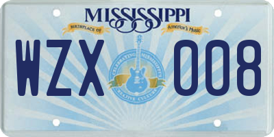 MS license plate WZX008