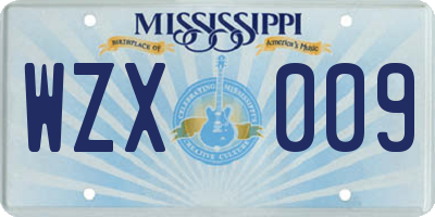 MS license plate WZX009