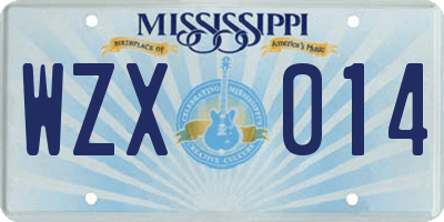 MS license plate WZX014