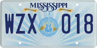 MS license plate WZX018