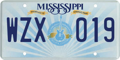 MS license plate WZX019