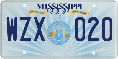 MS license plate WZX020